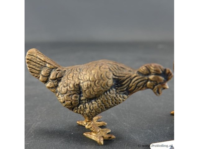 Brons/koper haan en kip - afbeelding 3 van  5