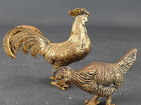 Brons/koper haan en kip - afbeelding 4 van  5