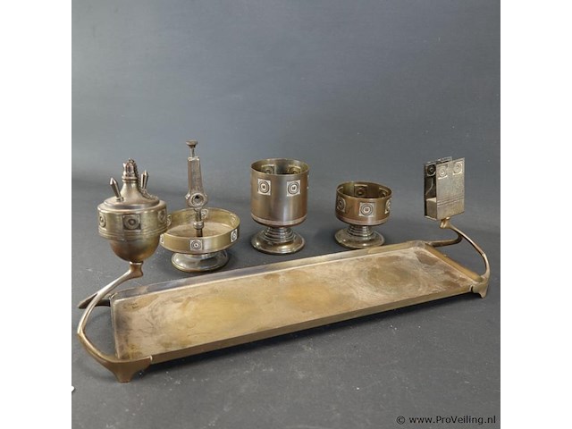 Brons/koperen art nouveau tafel/bureauset - afbeelding 4 van  5
