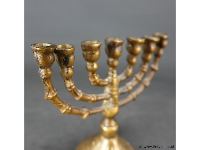 Brons/messing menora - afbeelding 3 van  5