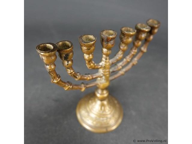 Brons/messing menora - afbeelding 4 van  5