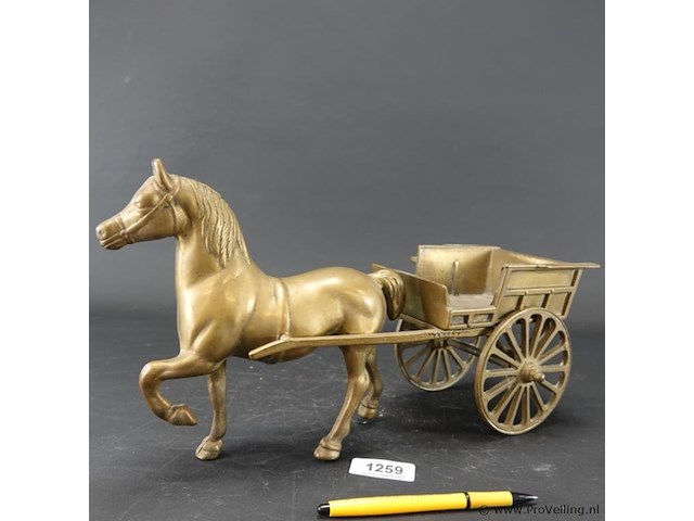 Brons/messing paard en wagen - afbeelding 1 van  5
