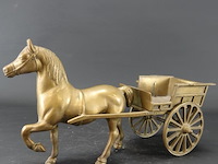 Brons/messing paard en wagen - afbeelding 1 van  5