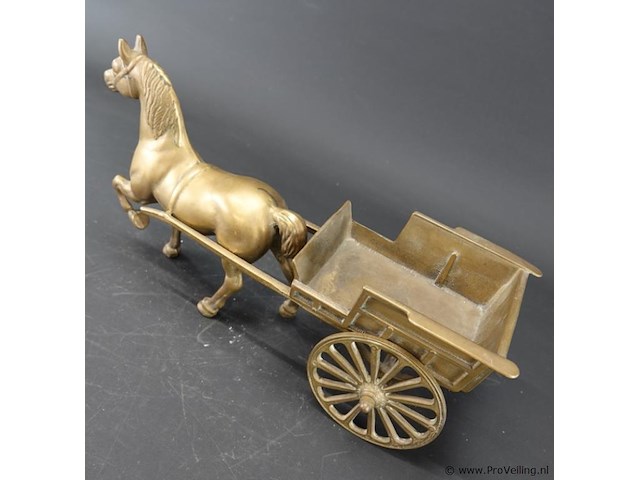 Brons/messing paard en wagen - afbeelding 3 van  5