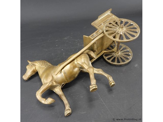Brons/messing paard en wagen - afbeelding 4 van  5