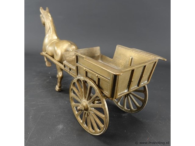 Brons/messing paard en wagen - afbeelding 5 van  5