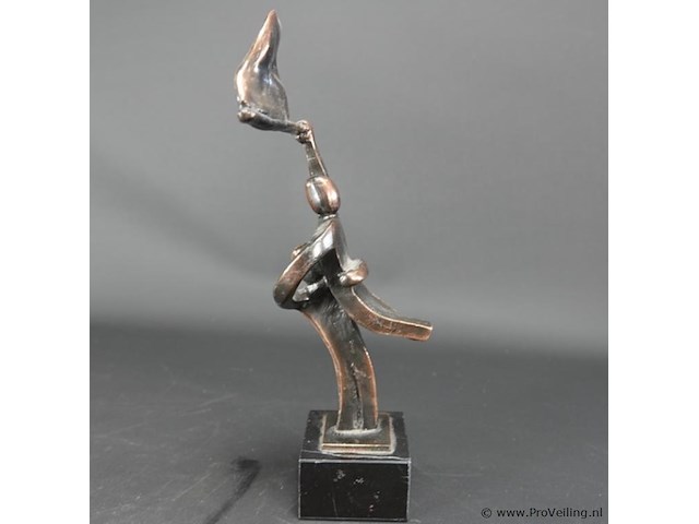 Bronzen beeld ammerlaan?. op marmeren basement - afbeelding 4 van  5