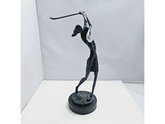Bronzen figurine vrouwelijke golfer - afbeelding 1 van  5