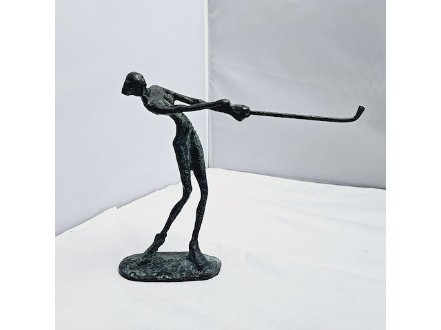 Bronzen figurine vrouwelijke golfer - afbeelding 1 van  5