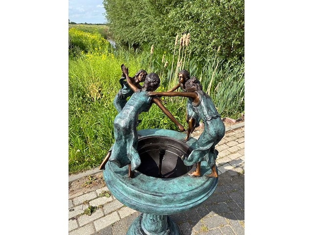 Bronzen fontein 128 cm hoog - afbeelding 4 van  6