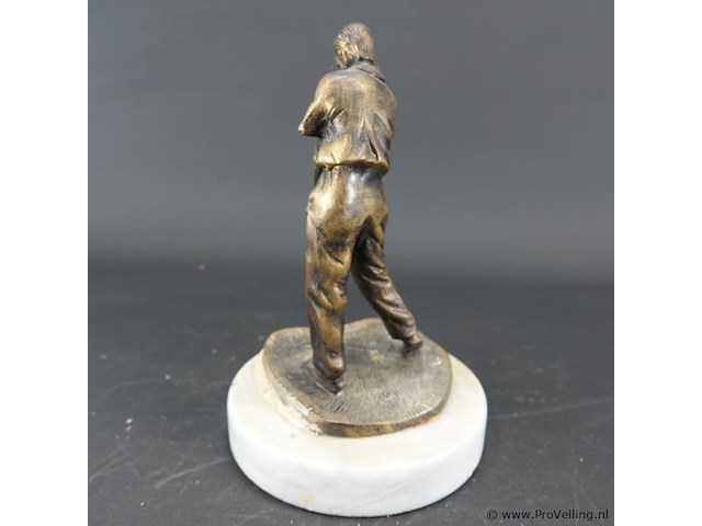 Bronzen golfer op marmeren basement - afbeelding 3 van  5