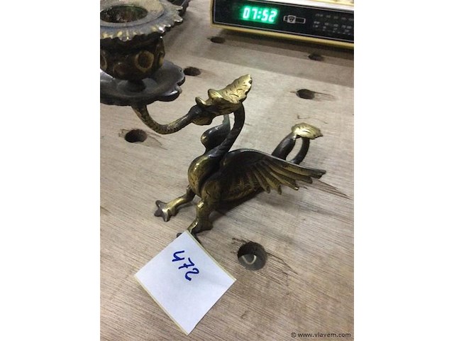 Bronzen kaarsenhouder draak - afbeelding 2 van  3
