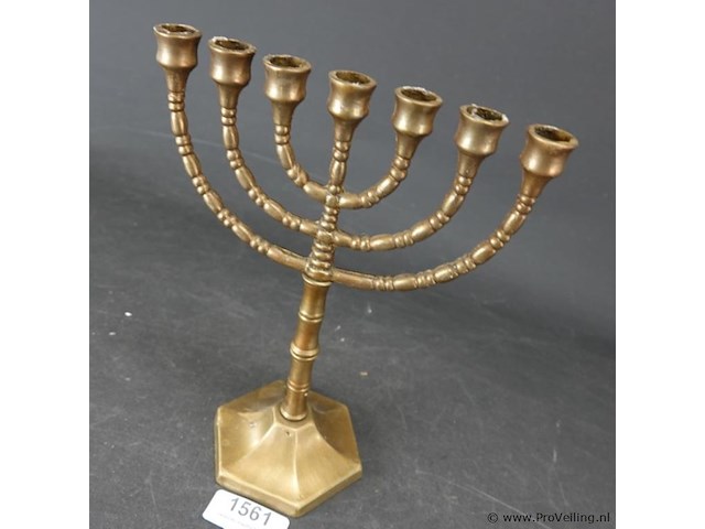Bronzen menora - afbeelding 2 van  5