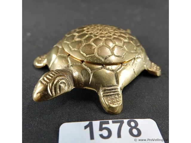 Bronzen/koperen schildpad als dekseldoos - afbeelding 1 van  5