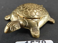 Bronzen/koperen schildpad als dekseldoos - afbeelding 1 van  5
