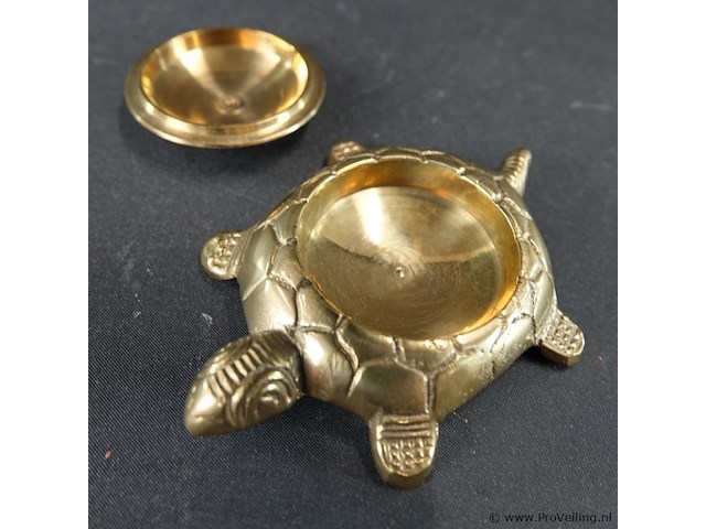 Bronzen/koperen schildpad als dekseldoos - afbeelding 2 van  5