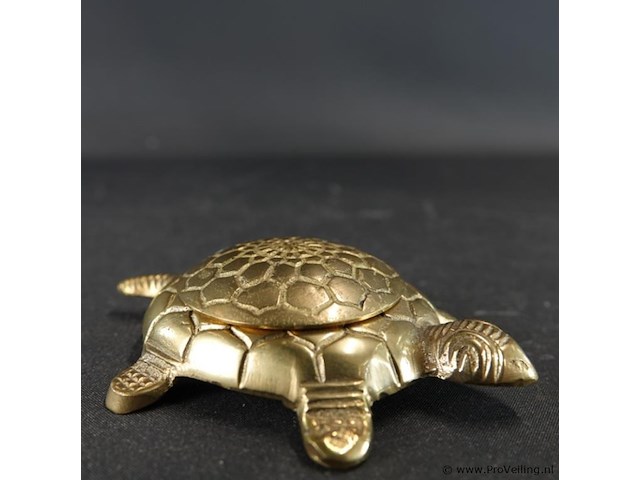 Bronzen/koperen schildpad als dekseldoos - afbeelding 3 van  5