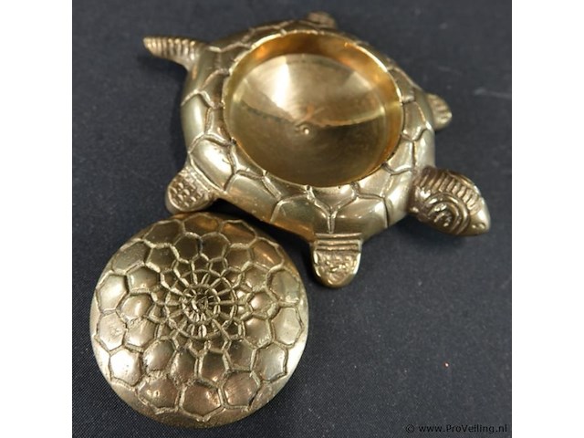 Bronzen/koperen schildpad als dekseldoos - afbeelding 4 van  5