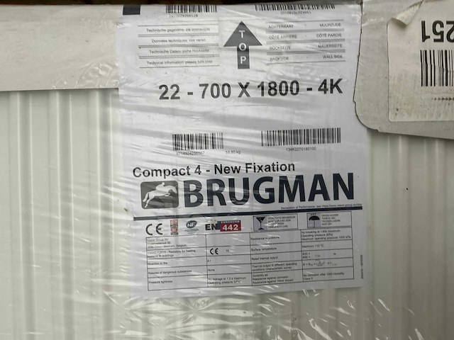 Brugman compact 4 radiator 180x70cm - afbeelding 3 van  4
