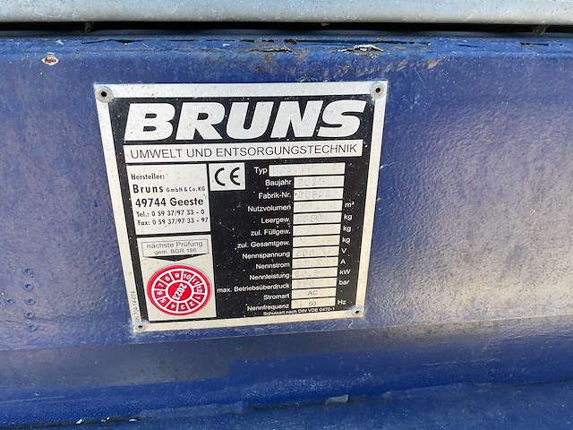 Bruns up1600 stationaire afvalpers met afzetcontainer - afbeelding 11 van  20
