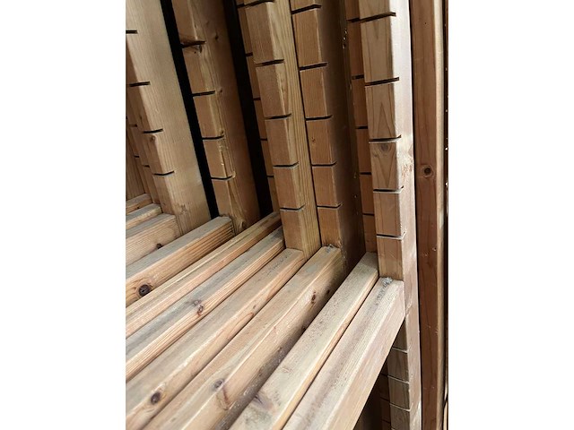 Bruynzeel - 12 meter houten magazijnstelling (15 staanders, 48 legborden) - afbeelding 6 van  6