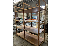 Bruynzeel - 12 meter houten magazijnstelling (15 staanders, 48 legborden) - afbeelding 1 van  2