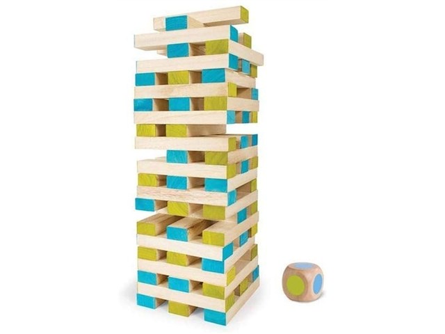Bs grote toren xxl hout vloerspel blauwgroen - afbeelding 1 van  3