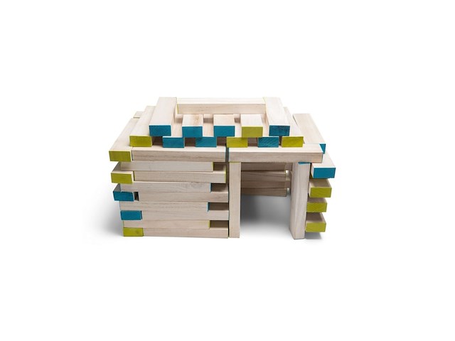 Bs grote toren xxl hout vloerspel blauwgroen - afbeelding 3 van  3