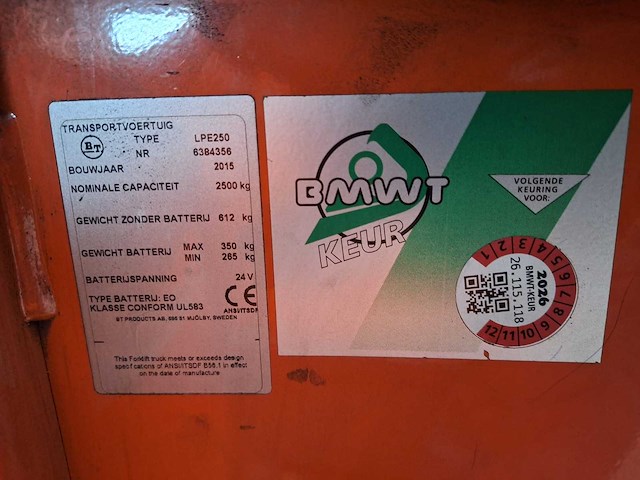 Bt - 2015 - lpe 250 - elektrische palletwagen - afbeelding 7 van  7