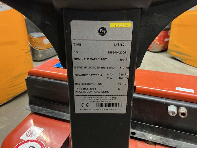 Bt - lwe180 - elektrische palletwagens - 2006 - afbeelding 6 van  7