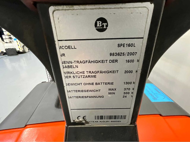 Bt - spe 160l - stapelaar triplex - hefhoogte 5.40 meter - freelift - 2016 - acculader - afbeelding 9 van  23