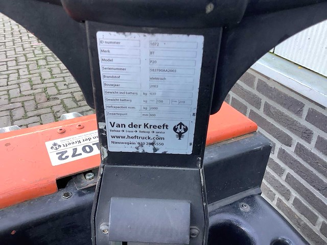 Bt 1072 hand hydraulische palletwagen - afbeelding 2 van  10