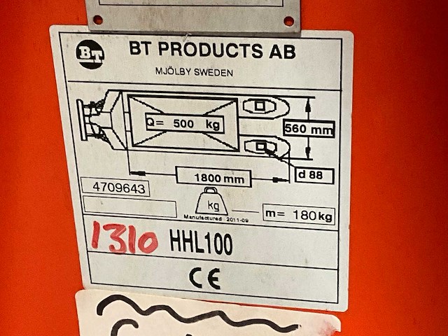 Bt hhl100 hand hydraulische palletwagen / hoogheffer - afbeelding 2 van  2