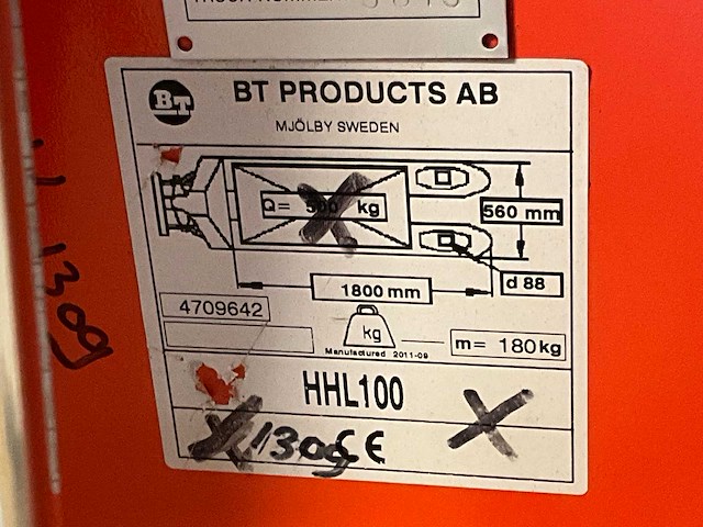 Bt hhl100 hand hydraulische palletwagen / hoogheffer - afbeelding 4 van  4