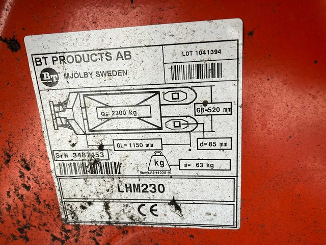 Bt lhm230 hand hydraulische palletwagen - afbeelding 6 van  7