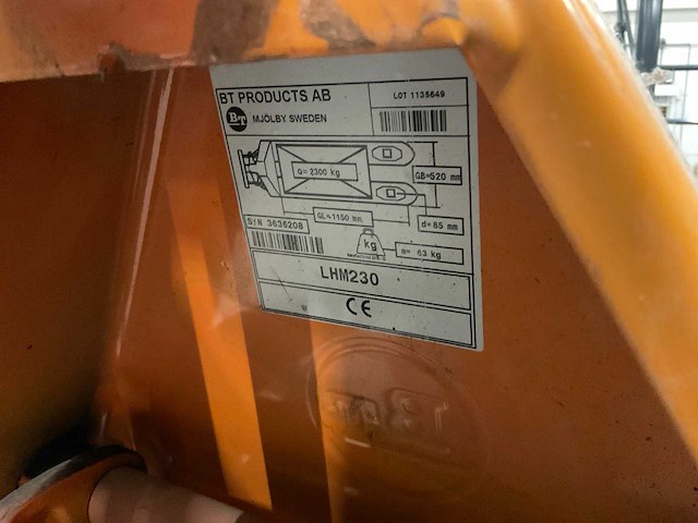 Bt lhm230 hand hydraulische palletwagen - afbeelding 11 van  12