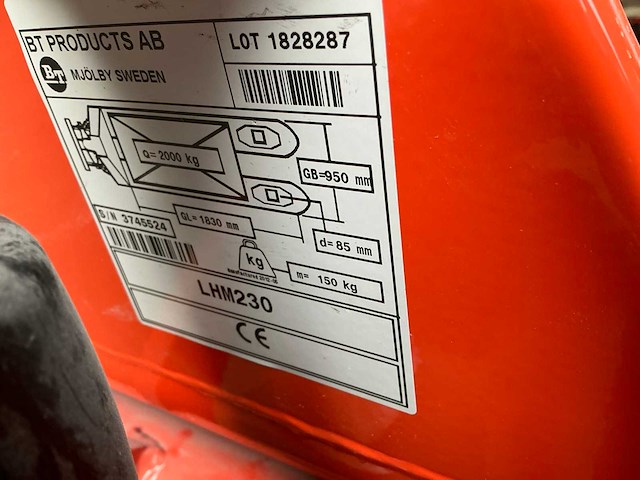 Bt lhm230 hand hydraulische palletwagen - afbeelding 3 van  11