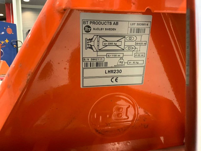 Bt lhm230 hand hydraulische palletwagen - afbeelding 6 van  6