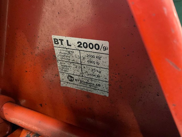 Bt lifters bt l 2000 hand hydraulische palletwagen - afbeelding 1 van  1