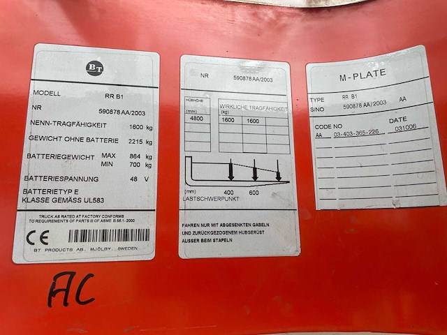 Bt rr b1 reach truck electrisch. - afbeelding 8 van  8