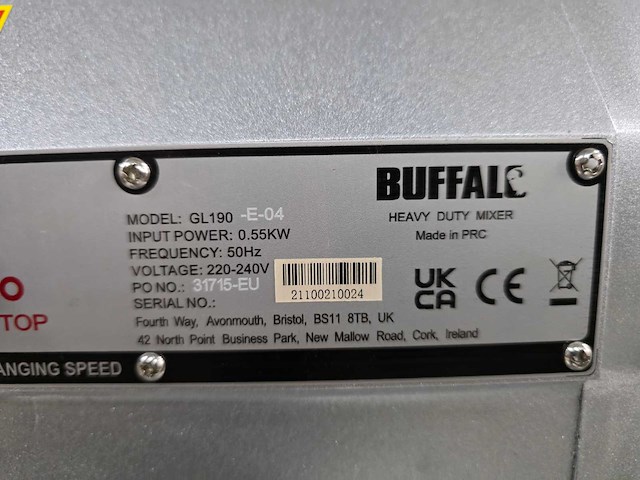 Buffalo - gl190 - nieuwe planetaire mixer - afbeelding 7 van  9
