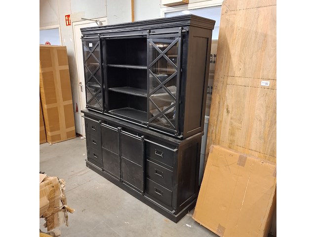 Buffetkast, mangohout, zwart - afbeelding 1 van  13