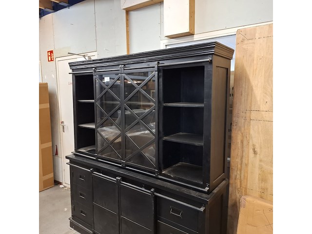 Buffetkast, mangohout, zwart - afbeelding 11 van  13