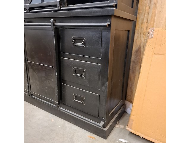 Buffetkast, mangohout, zwart - afbeelding 13 van  13