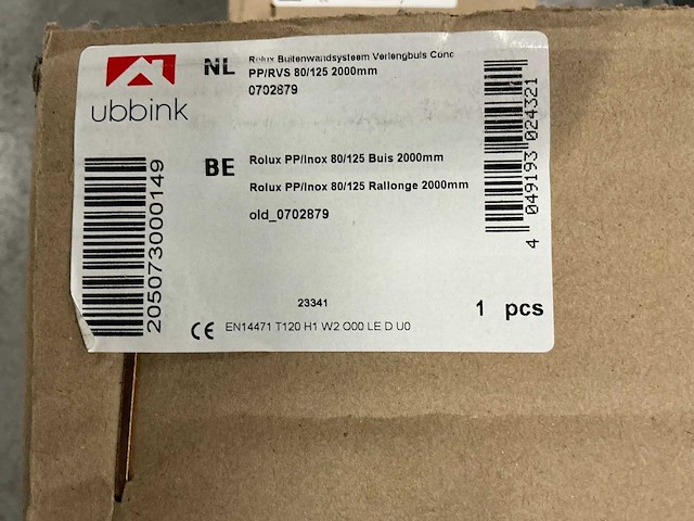Buis pp/rvs 80/125, 200cm (2x) - afbeelding 2 van  3