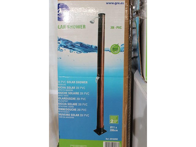 Buitendouche gre solar shower 20l-pvc met houtkleurige coating, incl. basis imitatie houten vlonder 60 x 60... - afbeelding 2 van  4