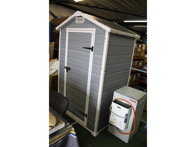 Buitendouche met warmwatergeiser eccotemp en kunststoffen douchehuisje keter met ingebouwde afvoer. geiser ... - afbeelding 8 van  9