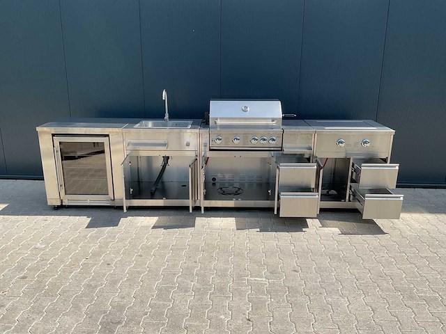 Buitenkeuken koelkast-wasbak-bbq grill-burner bbq - afbeelding 49 van  51