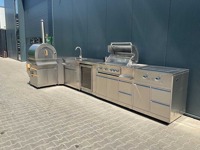 Buitenkeuken pizza-hoek-wasbak-koelkast-grill -burner bbq - afbeelding 20 van  28