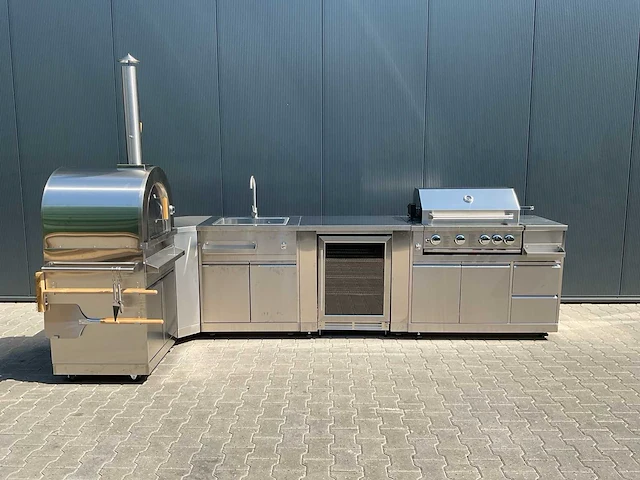 Buitenkeuken pizza-hoek-wasbak-koelkast-grill bbq - afbeelding 12 van  72
